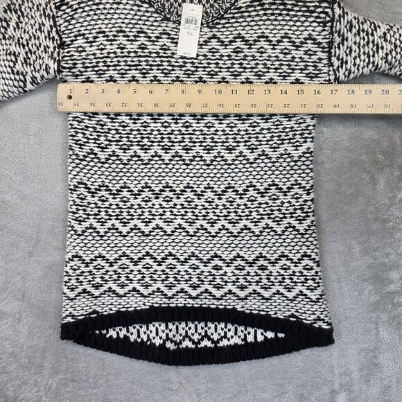 Ann Taylor Sweater Womens XS Black White Wool Blend Crewneck Hi Low Pattern Knit - Picture 6 of 11
